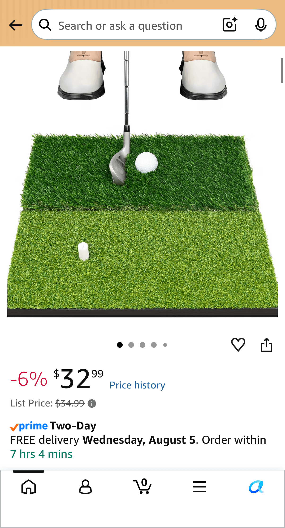 Foldable Dual-Turf Golf Mat on Amazon