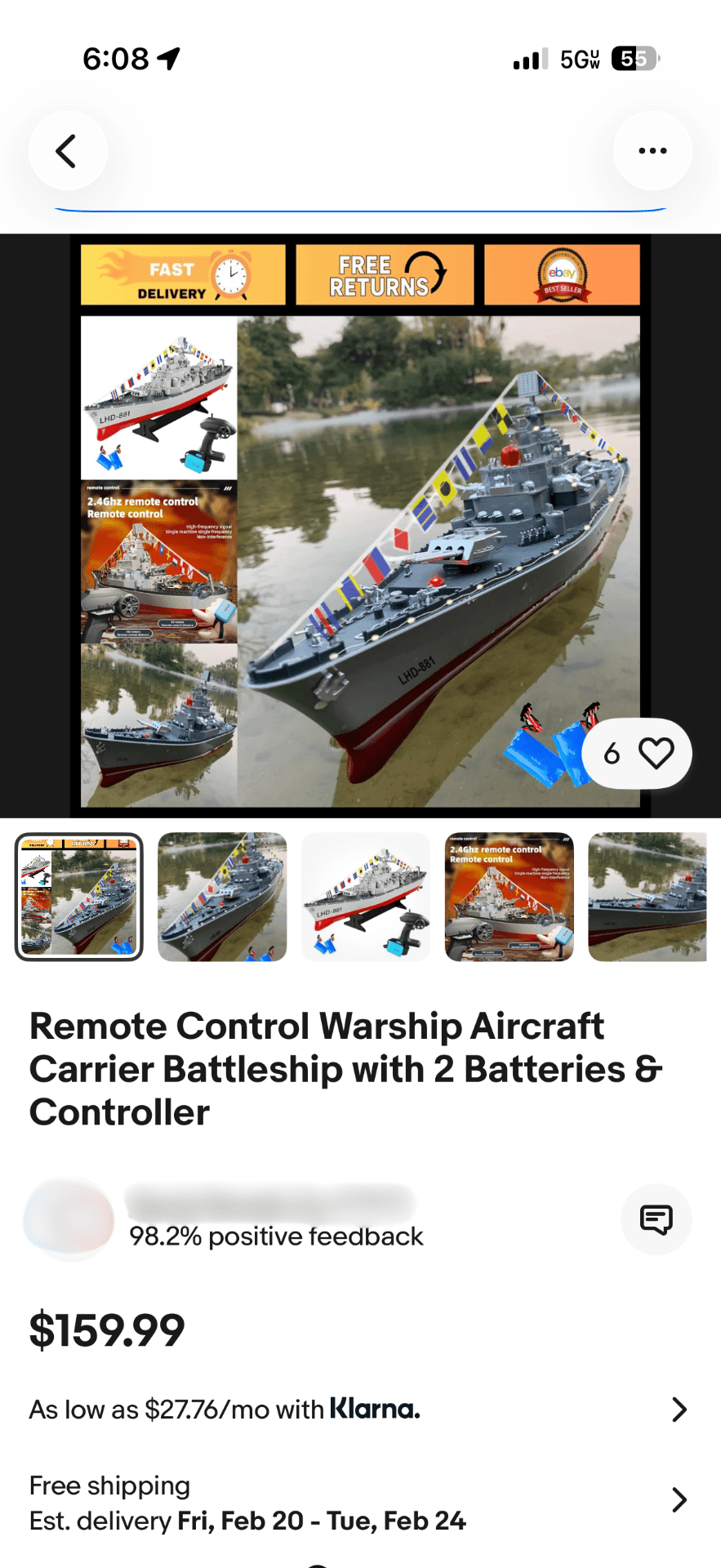 RC Warship Battleship on eBay