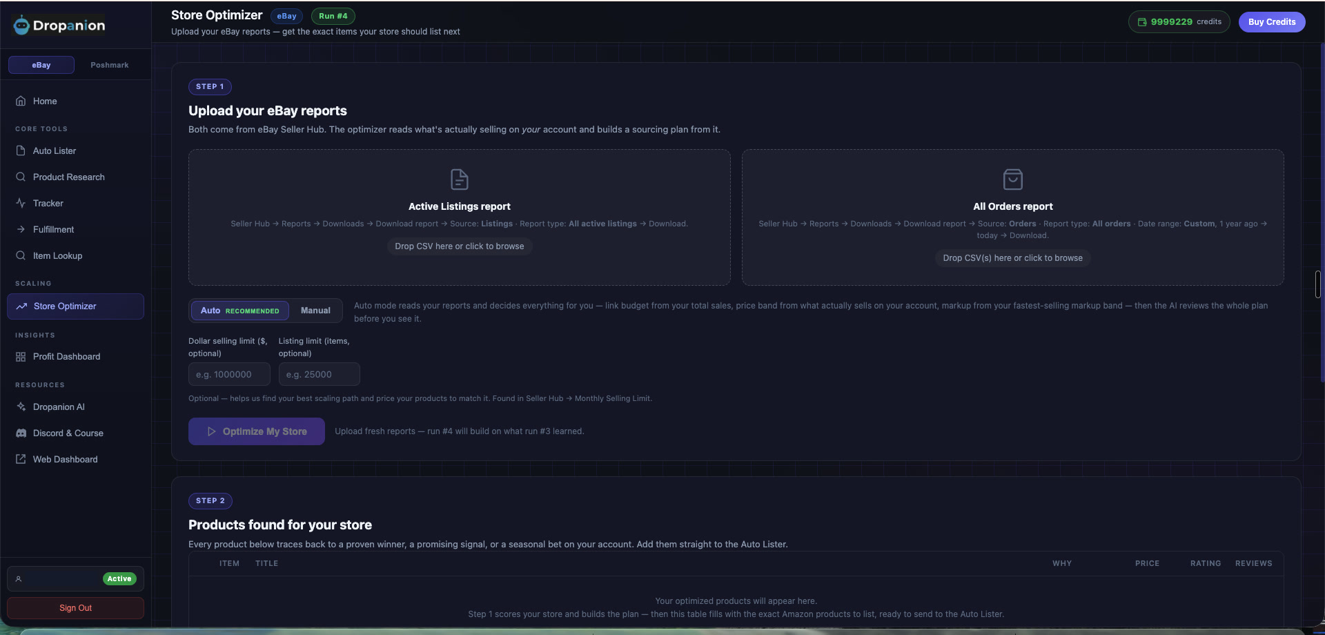 dropanion · store optimizer